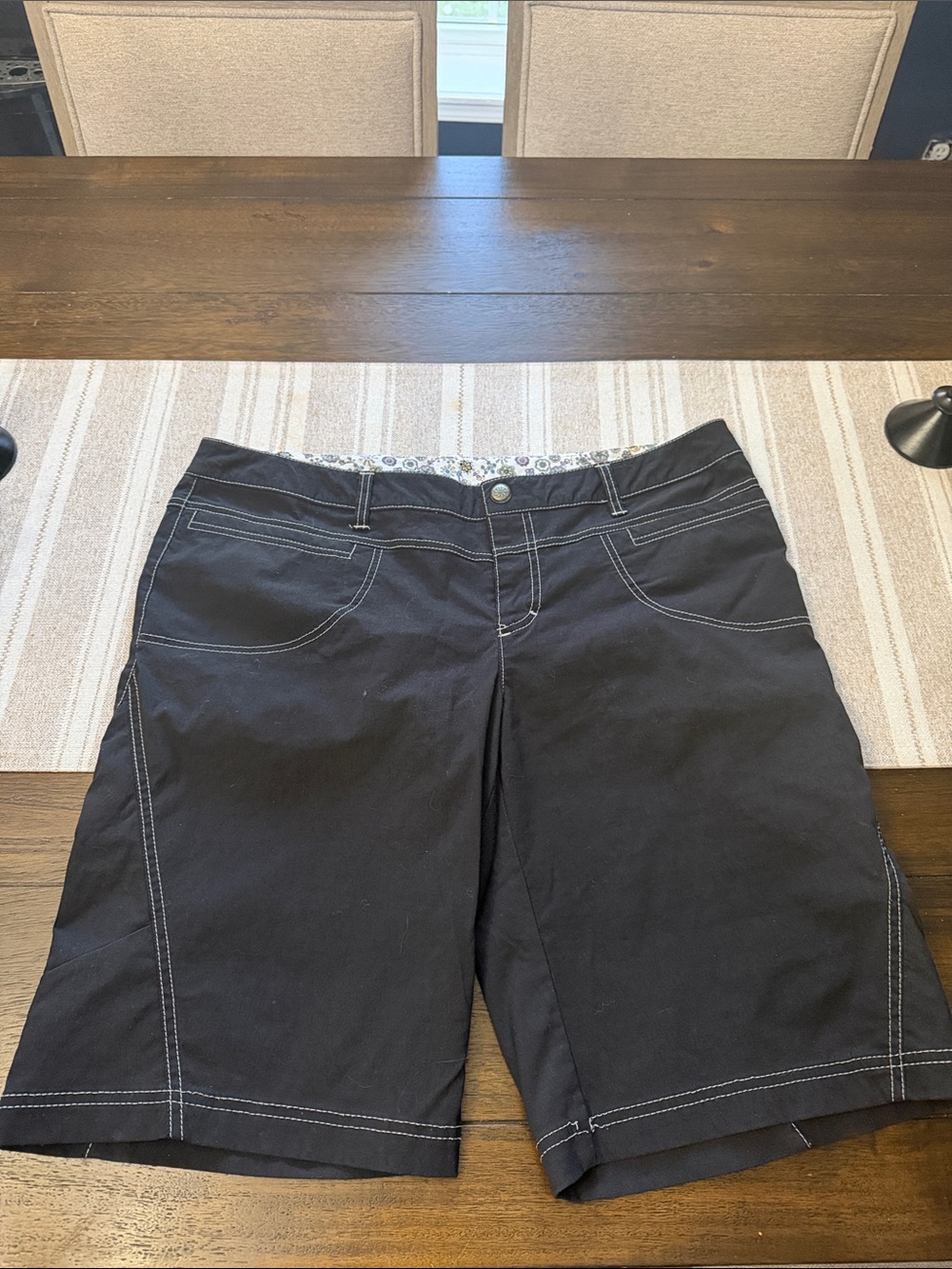 Athleta Black Bermuda Shorts with Contrast Stitching